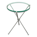 Table d'appoint pliante italienne vintage en argent et verre, 1978