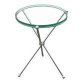 Vintage Italian folding side table in silver and glass, 1978