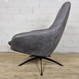 Grey leather swivel armchair Specter by DYYK (Almost new)