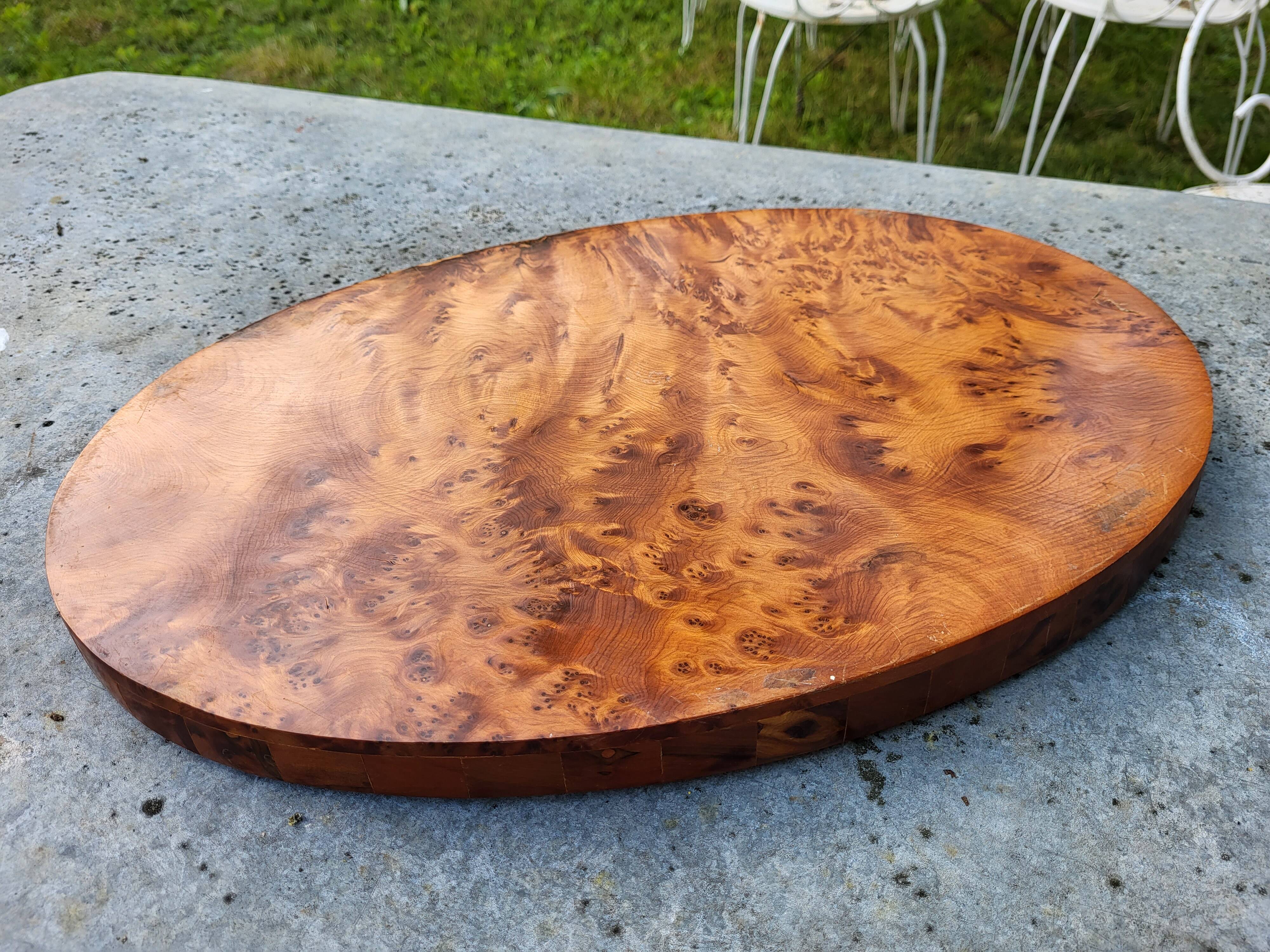 Oval wooden tray