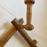 Oak accordion coat rack with 10 hooks
