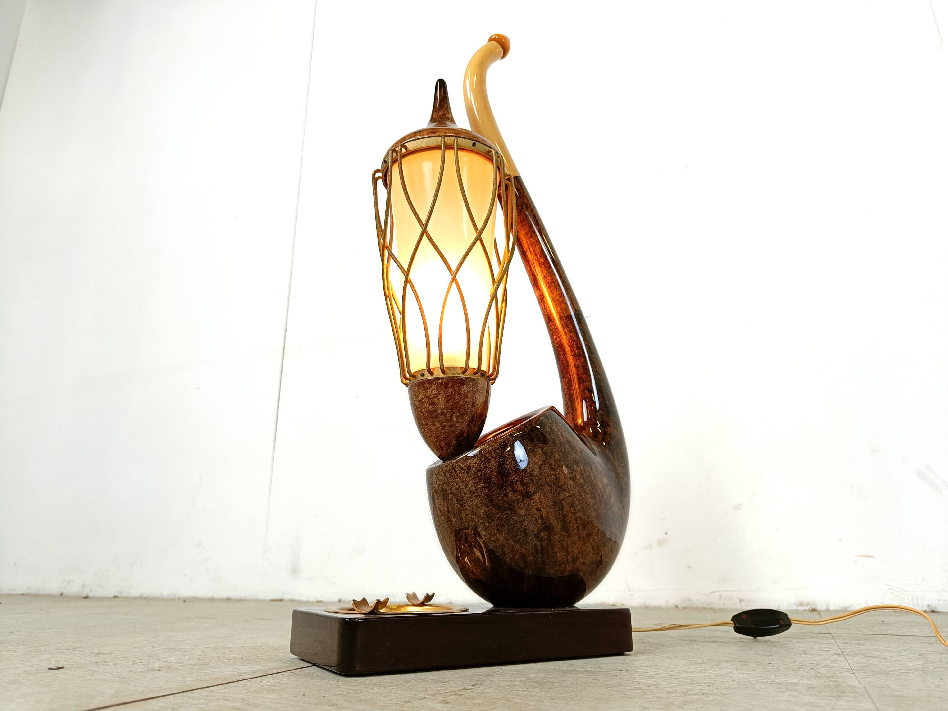 Vintage pipe table lamp by Aldo Tura, 1960s