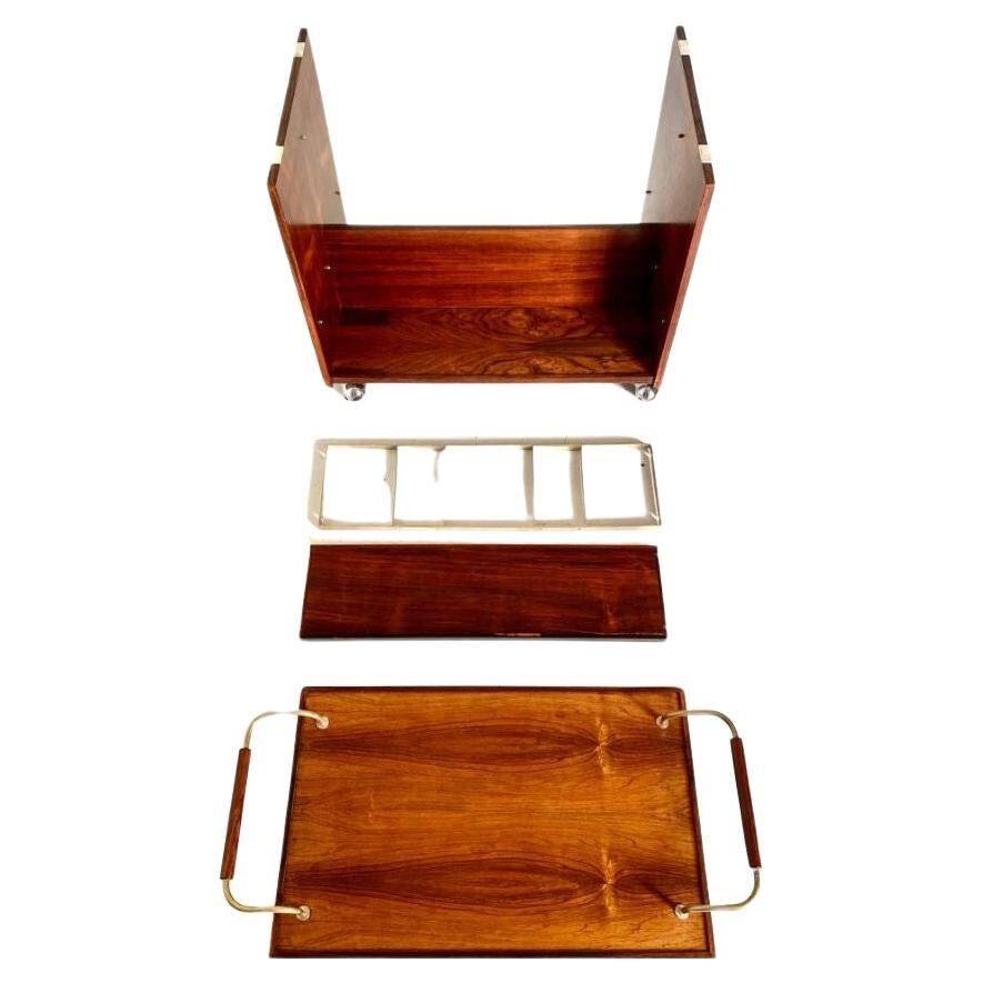 Vintage rosewood bar cart, Italy 1960s