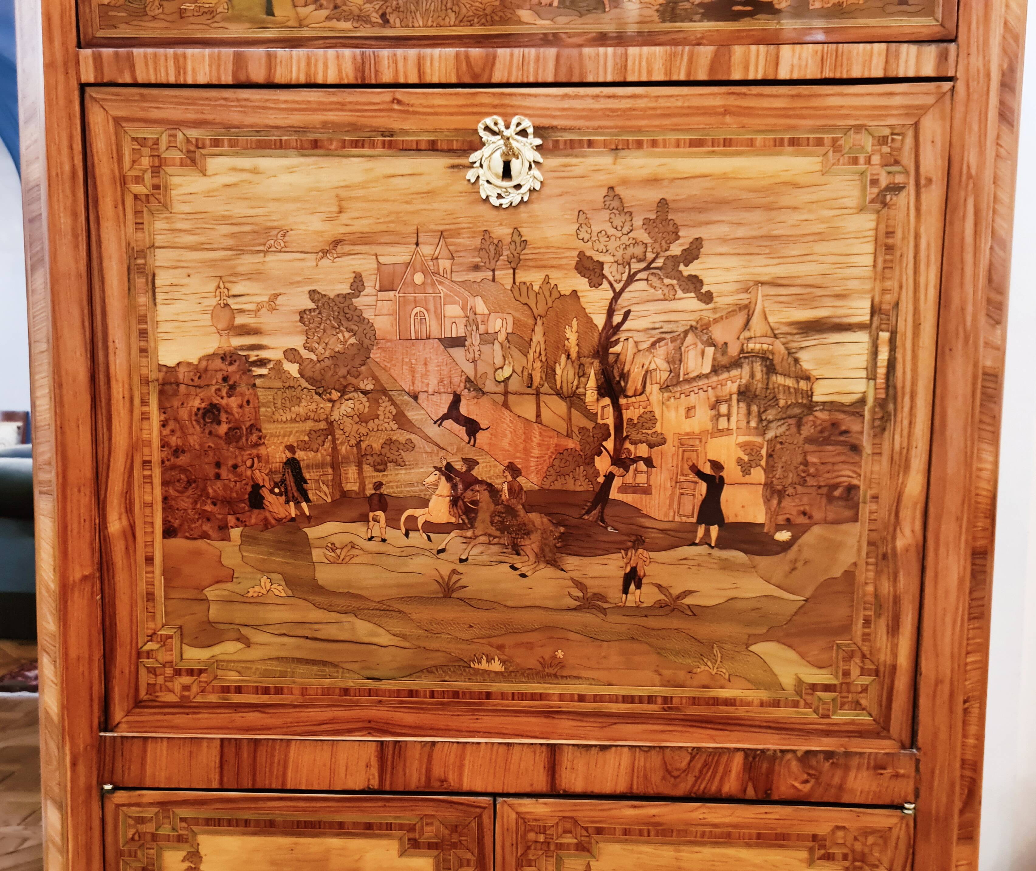 Secretary with flap stamped Lemasle ep Louis XVI