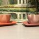 4 vintage ceramic coffee cups produced by lbvyr circa