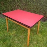 Dining table formica red foot wood