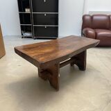 Brutalist solid wood coffee table from the 60s