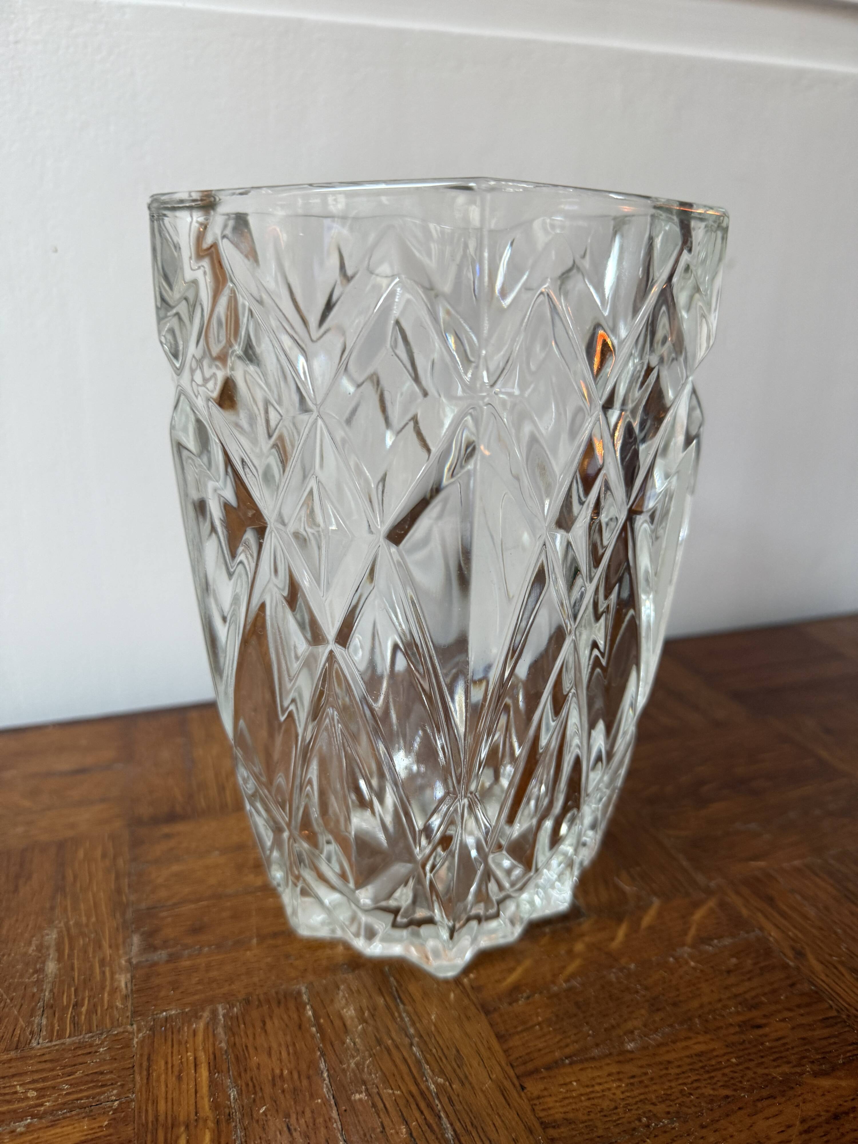 Cut glass transparent vase