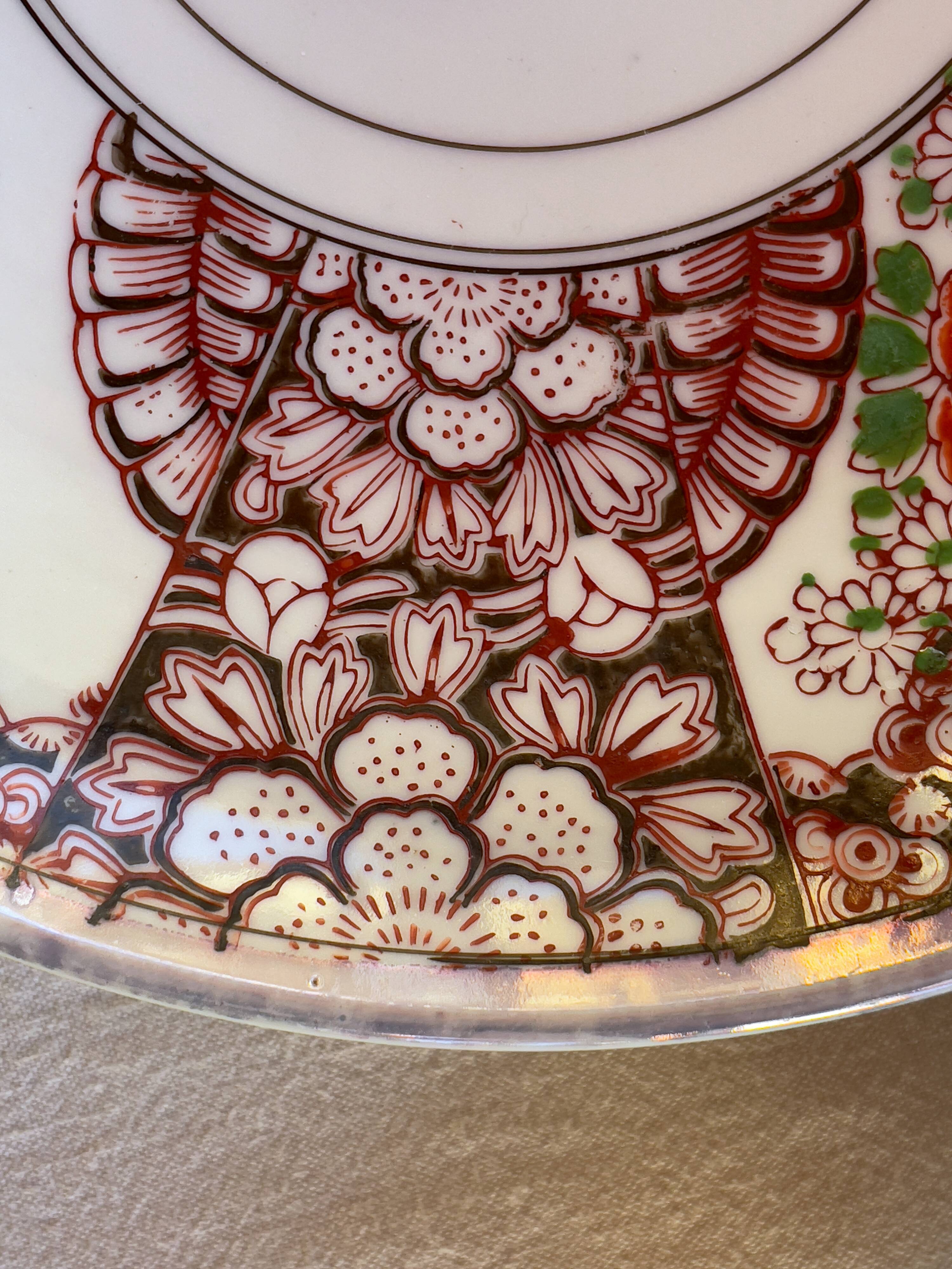 2 large Japanese plates with rare “Inban” decoration