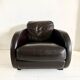 Art Deco style Vintage Brown Leather Lounge chair By Roche Bobois.
