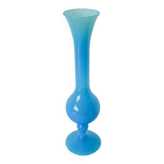 Large jagged blue opaline vase, 1970