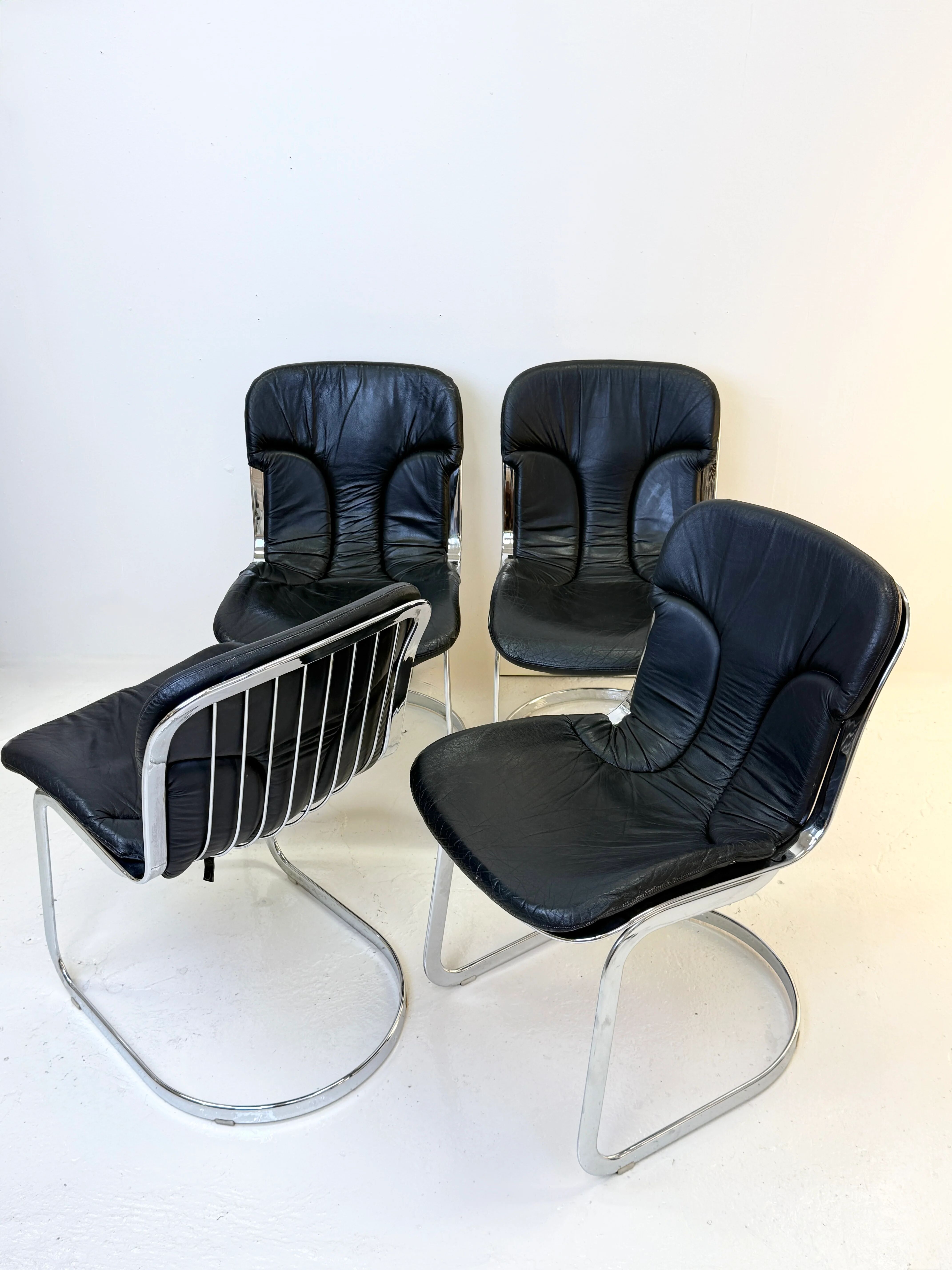 Set of 4 chairs by Willy Rizzo, 1970s
