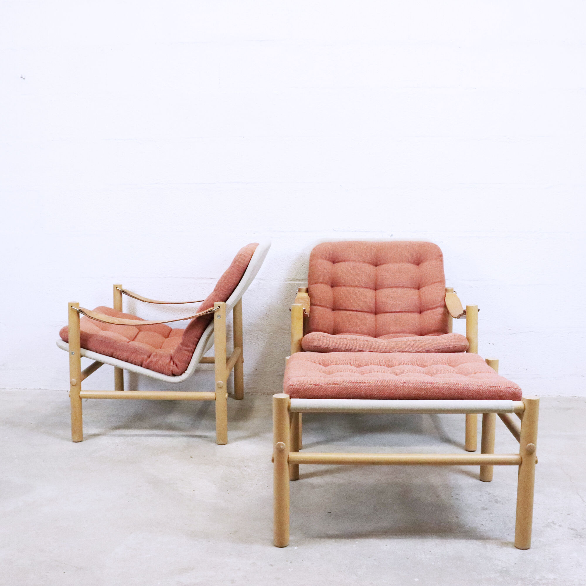 Fauteuils Safari avec un ottoman, Suède, 1960