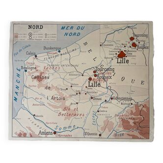 Carte Scolaire Ancienne  années 50/60 Le Nord / L'est, Editions Rossignol