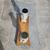 Coffee table italian coffee top glass base wood jambs porcelain