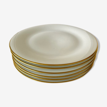 6 white and gold Limoges porcelain plates