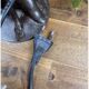 Antique Art Deco lamp – Seal in metal and globe ball in glass paste