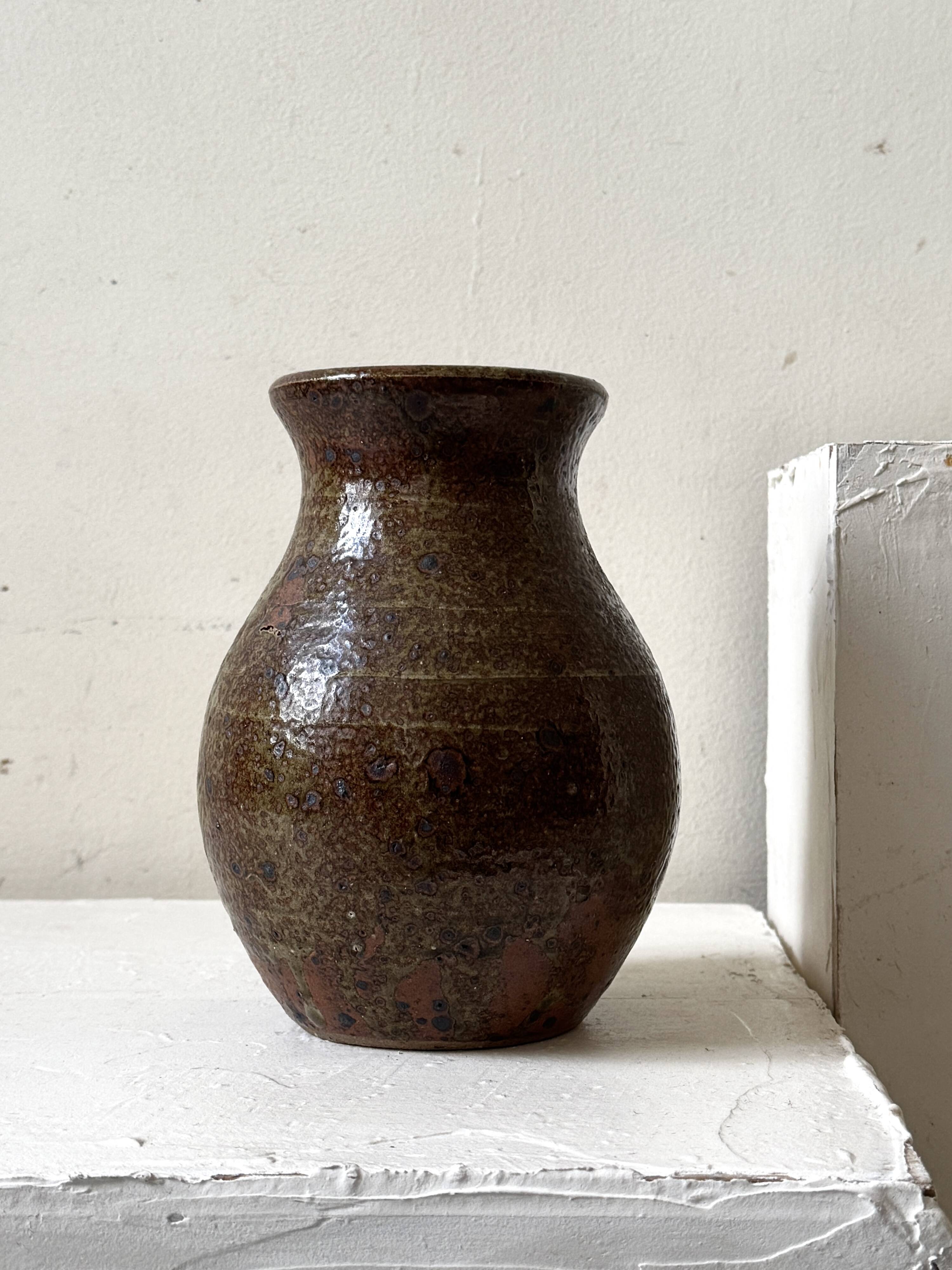 French workshop vase in pyrite stoneware from around 1950.