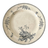 Grande assiette creuse plat de service ancien terre de fer Petrus Regout Meibloem