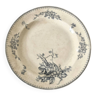 Grande assiette creuse plat de service ancien terre de fer Petrus Regout Meibloem