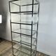 1980s stainless steel and glass bookcase shelf