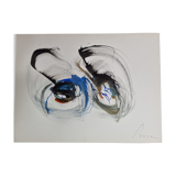 Robert Stenne Abstraction technique mixte aquarelle & encre de chine signé