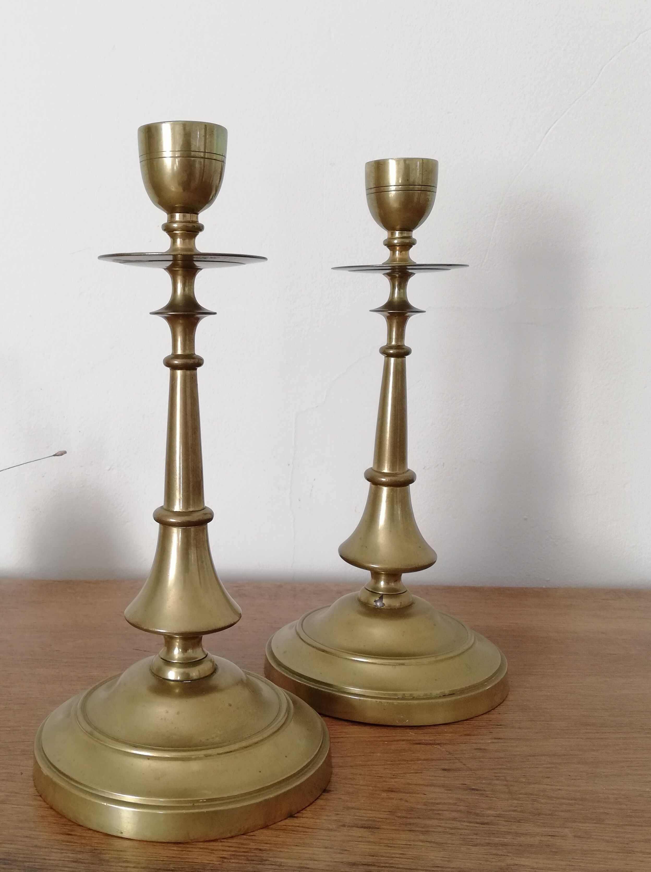 Pair of brass candle holders