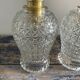 Pair of vintage electrified to nine-piece chiseled glass wall lamps