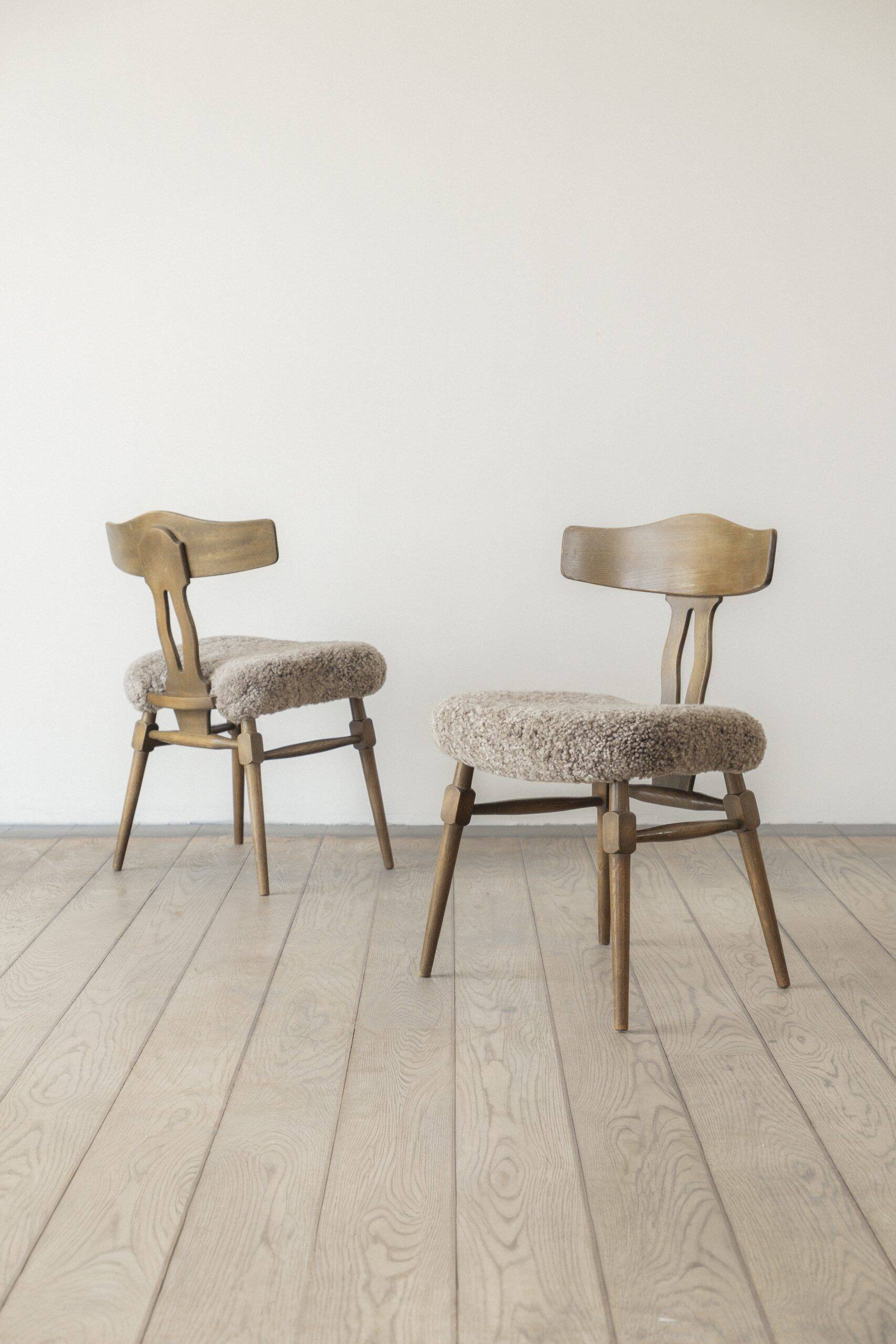 Henning Kjærnulf, solid oak dining chair (pair)