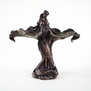 Brass female figurine in Art Deco style with floral motifs, European decorative art