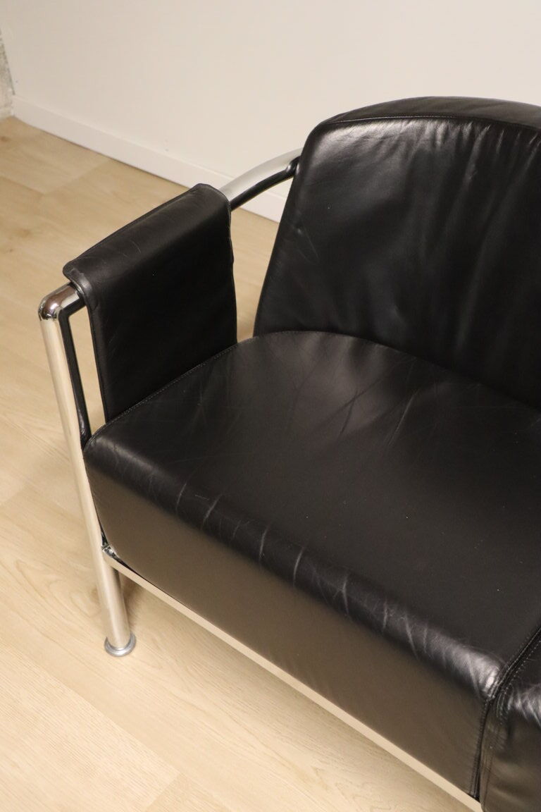 Vintage sofa in synthetic leather and chrome metal, 1970s