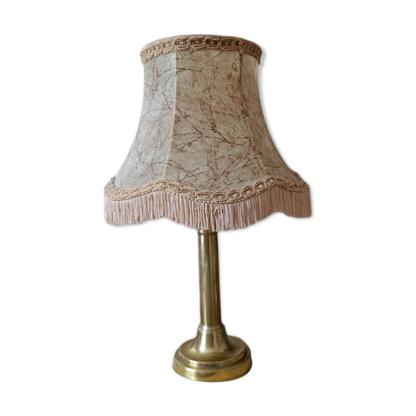 chic retro lamp in gold brass, pagoda lampshade imitation leather