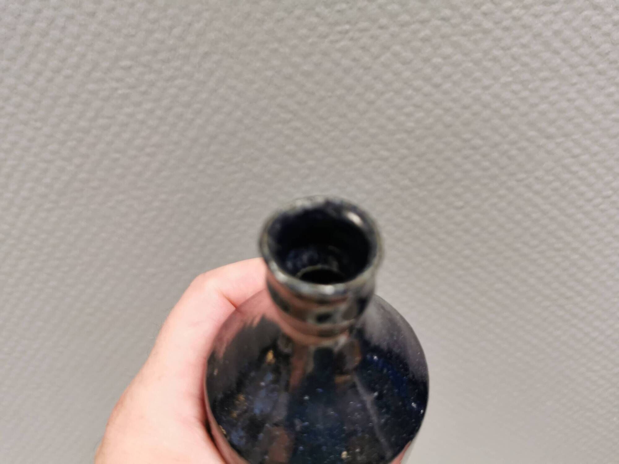 Miniature vase by Peter Fitzner (PF) in stoneware with dark blue glaze