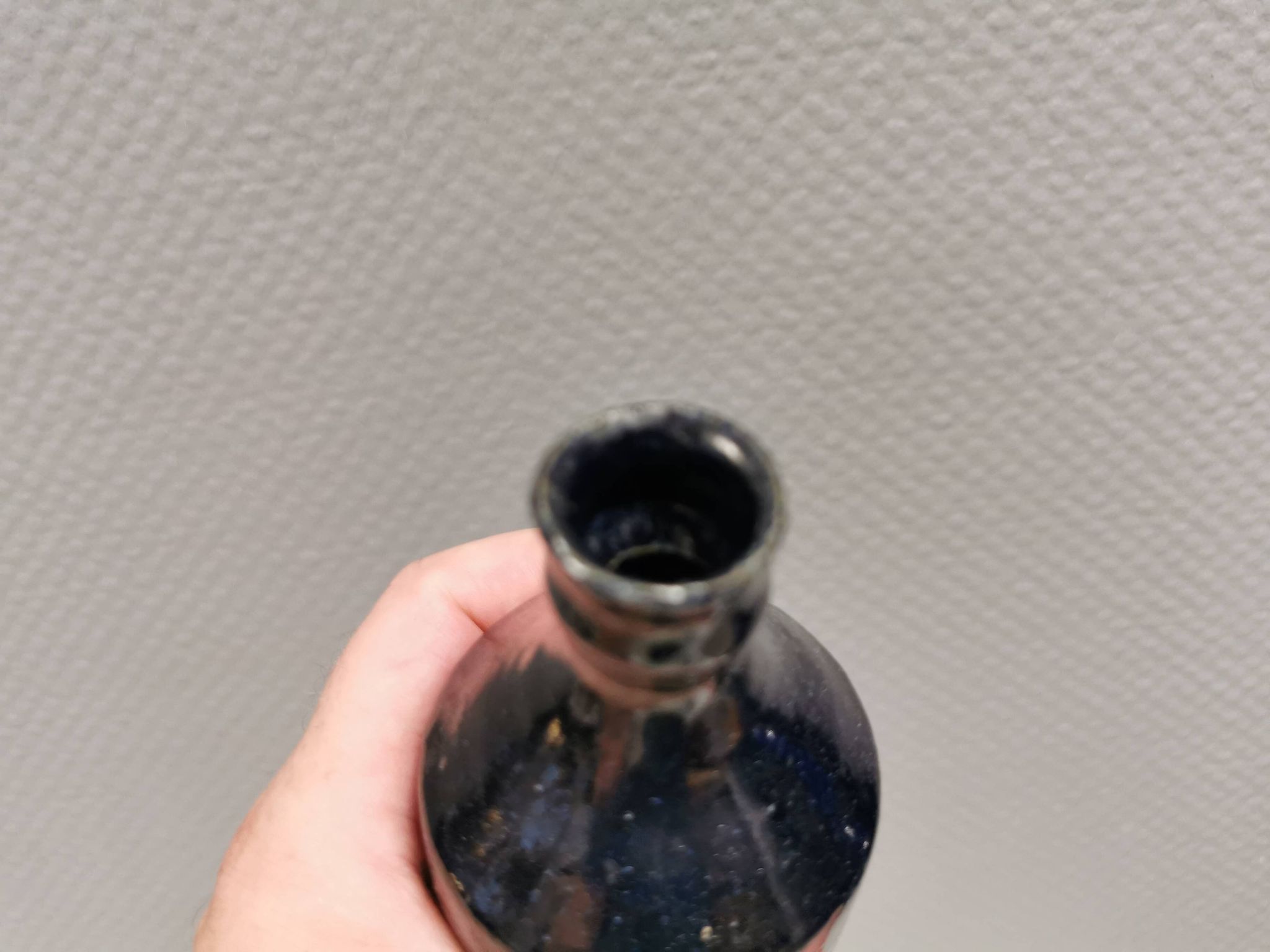 Miniature vase by Peter Fitzner (PF) in stoneware with dark blue glaze