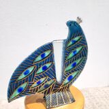 Peacock blue vase in laminated glass
