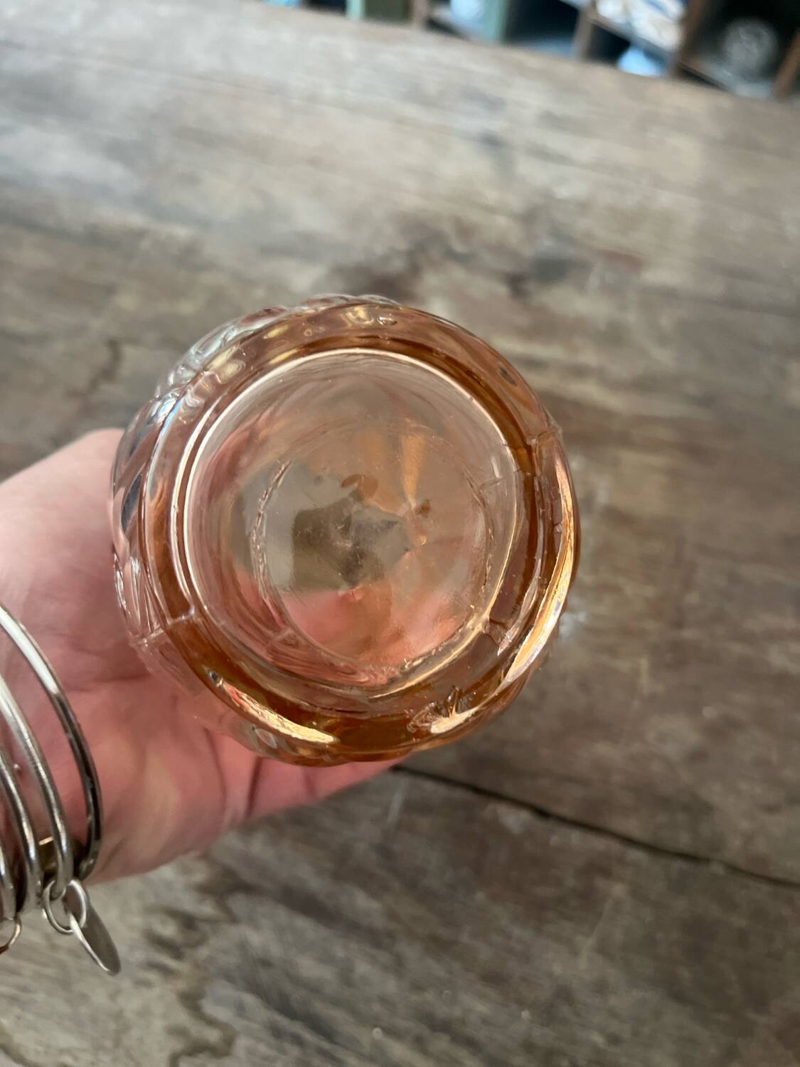 Pink chiseled glass vase