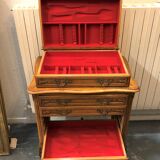 Solid wood silver cabinet with 5 drawers for 173 place settings, silver-plated metal, Solid silver