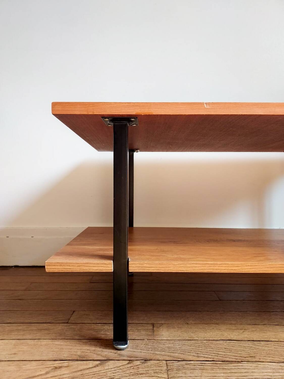Wooden coffee table, double shelf