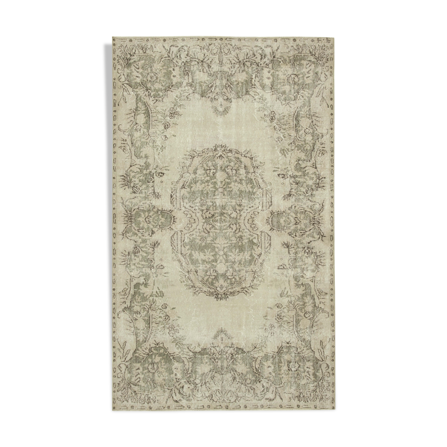 Handmade decorative oriental beige carpet 179 cm x 298 cm