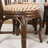 Set of 4 turned wicker chairs, vintage.