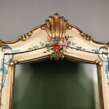 Venetian-style showcase chest of drawers in lacquered wood with flower painted decoration