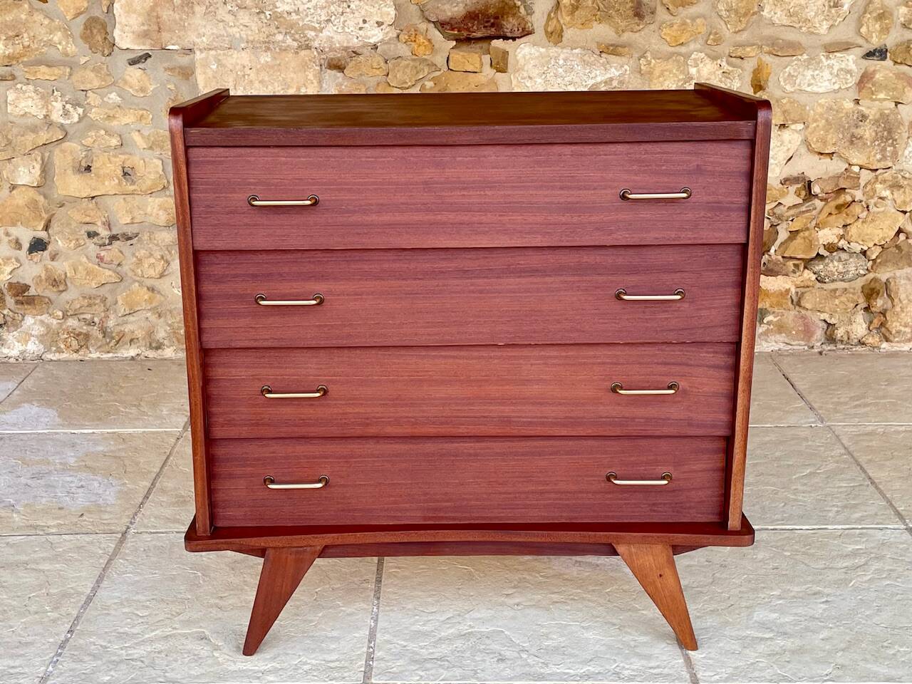 Vintage chest of drawers with 4 drawers, splayed legs circa 1960s