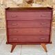 Commode vintage à 4 tiroirs, pieds compas circa 1960s