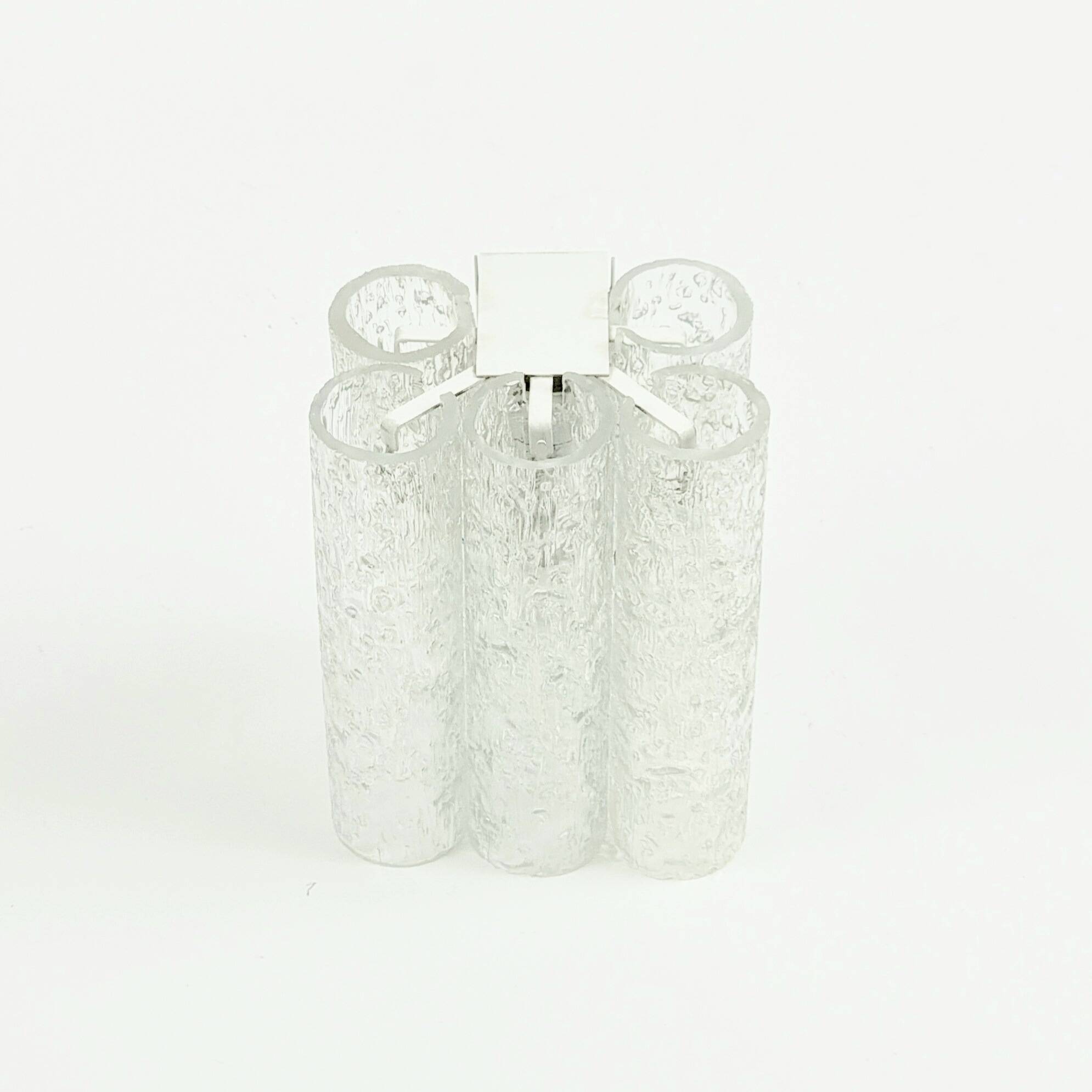 Mid-Century Modern Ice Glass Wall Light from Doria, Germany, 1960s