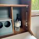 Scandinavian highboard in blonde teak with integrated bar - 60s