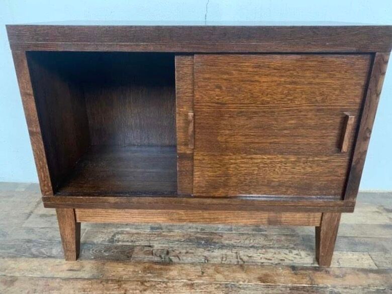 LOW FURNITURE RUSTIC SIDEBOARD MODERNIST ENFILADE HAS 2 DOORS IN CHENE - WIDTH 90 CM
