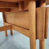 Beech dining table with extensions, 80s