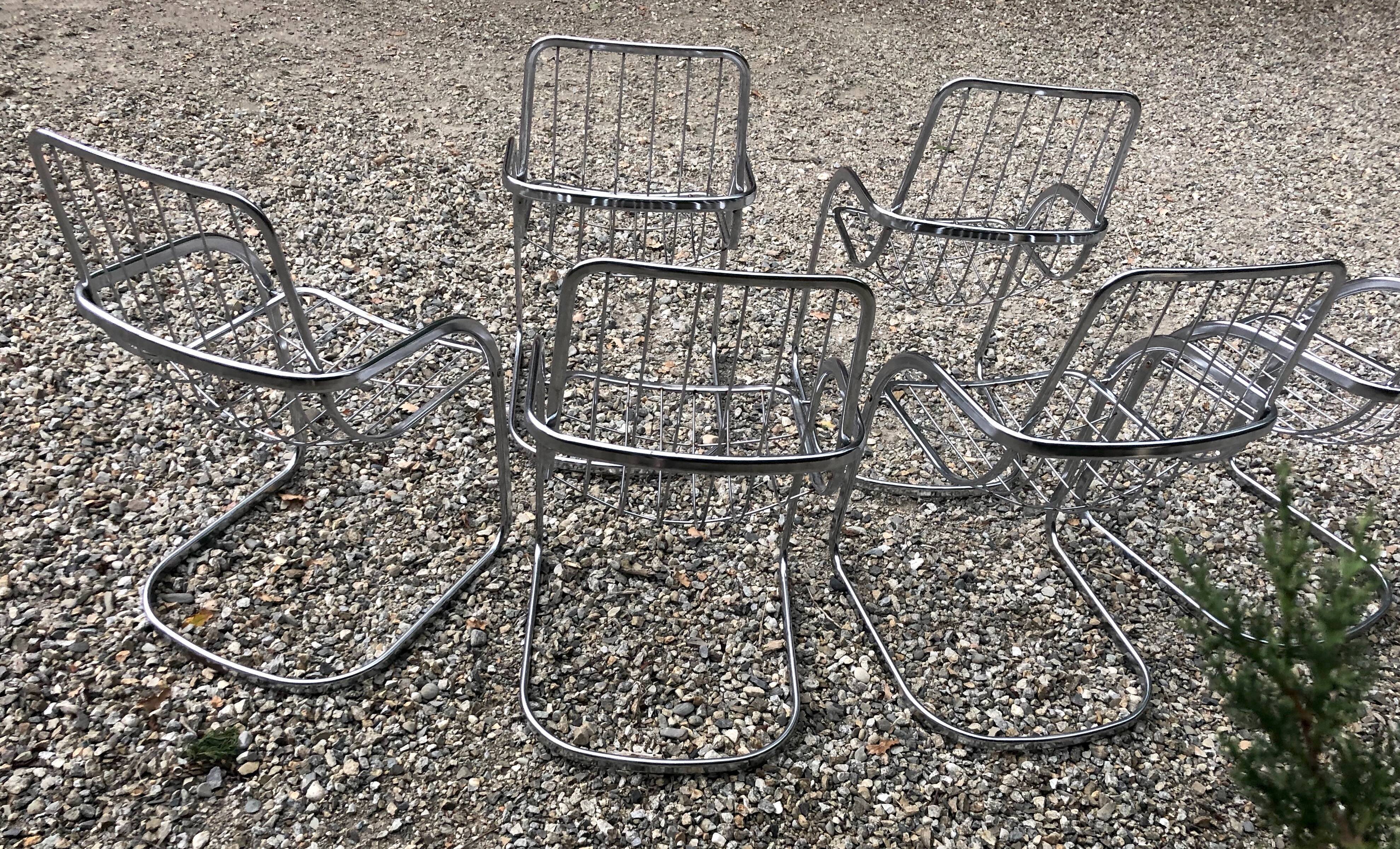 Lot of 6 chrome chairs Cidue edition, Italy 70s/80s