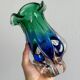Murano style blue and green blown glass vase