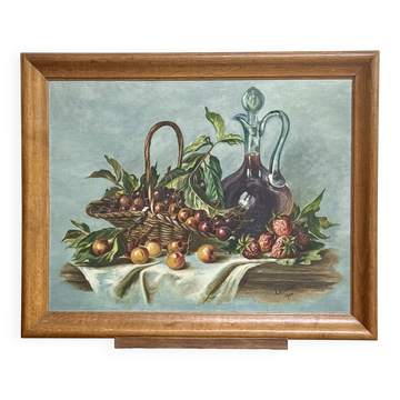 Tableau ancien huile sur toile signé Lucienne 1944